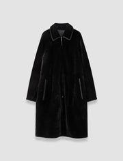 Black Caspian Soft Shearling Reversible Coat - Joseph
