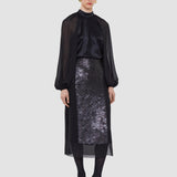 Black Cave Double Satin Blouse - Joseph