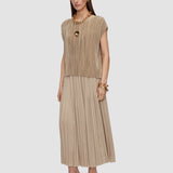 Beige Cedre Pleated Satin Top - Joseph