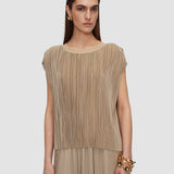 Beige Cedre Pleated Satin Top - Joseph