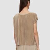 Beige Cedre Pleated Satin Top - Joseph