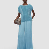 Blue Cedre Pleated Satin Top - Joseph