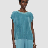 Blue Cedre Pleated Satin Top - Joseph