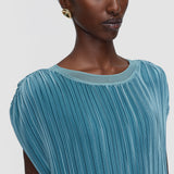Blue Cedre Pleated Satin Top - Joseph