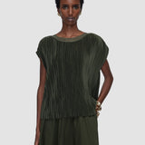 Green Cedre Pleated Satin Top - Joseph
