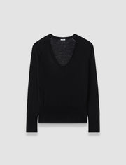 Black Cetus Cashair V Neck Jumper - Joseph