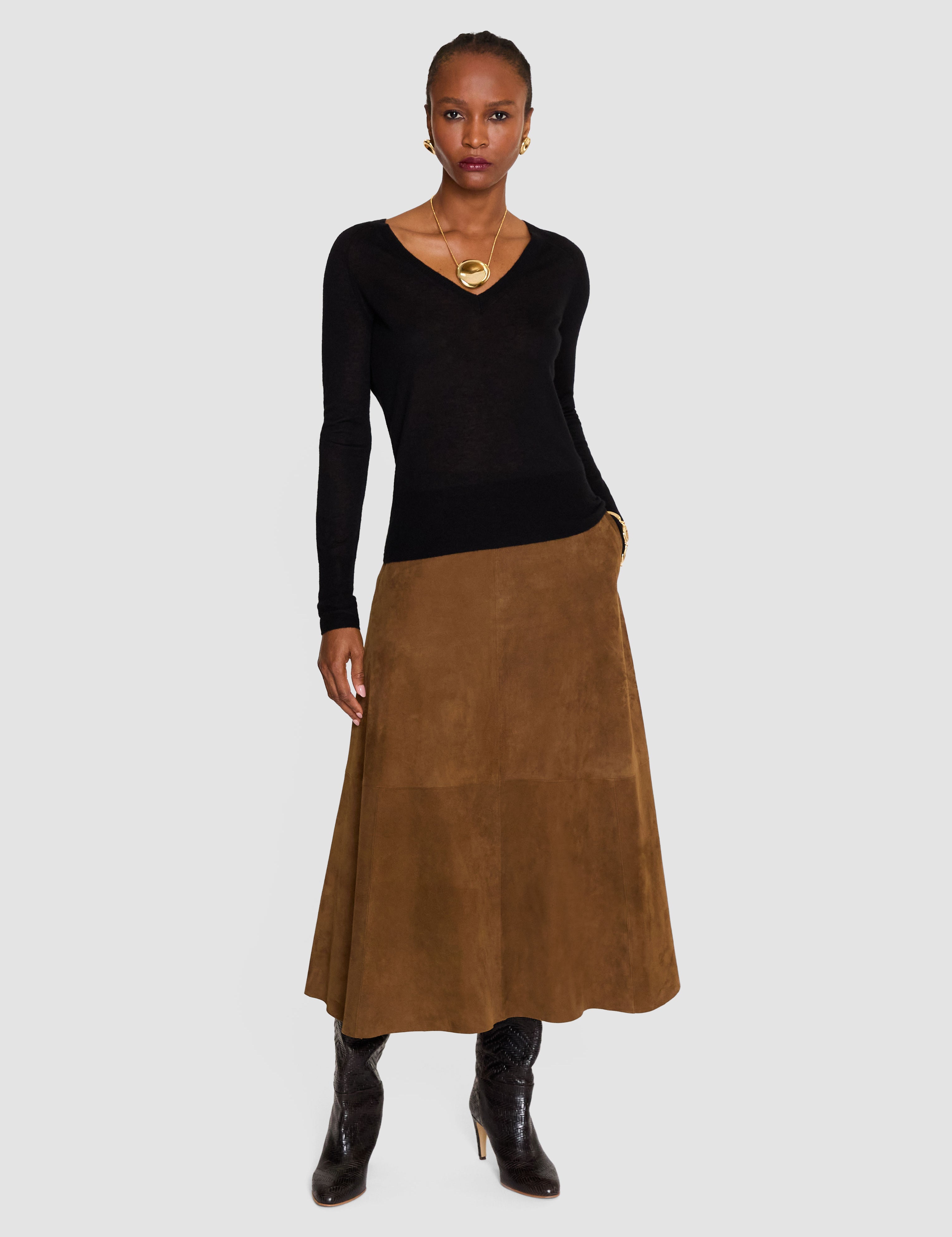 Black Cetus Cashair V Neck Jumper - Joseph