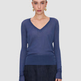 Blue Cetus Cashair V Neck Jumper - Joseph