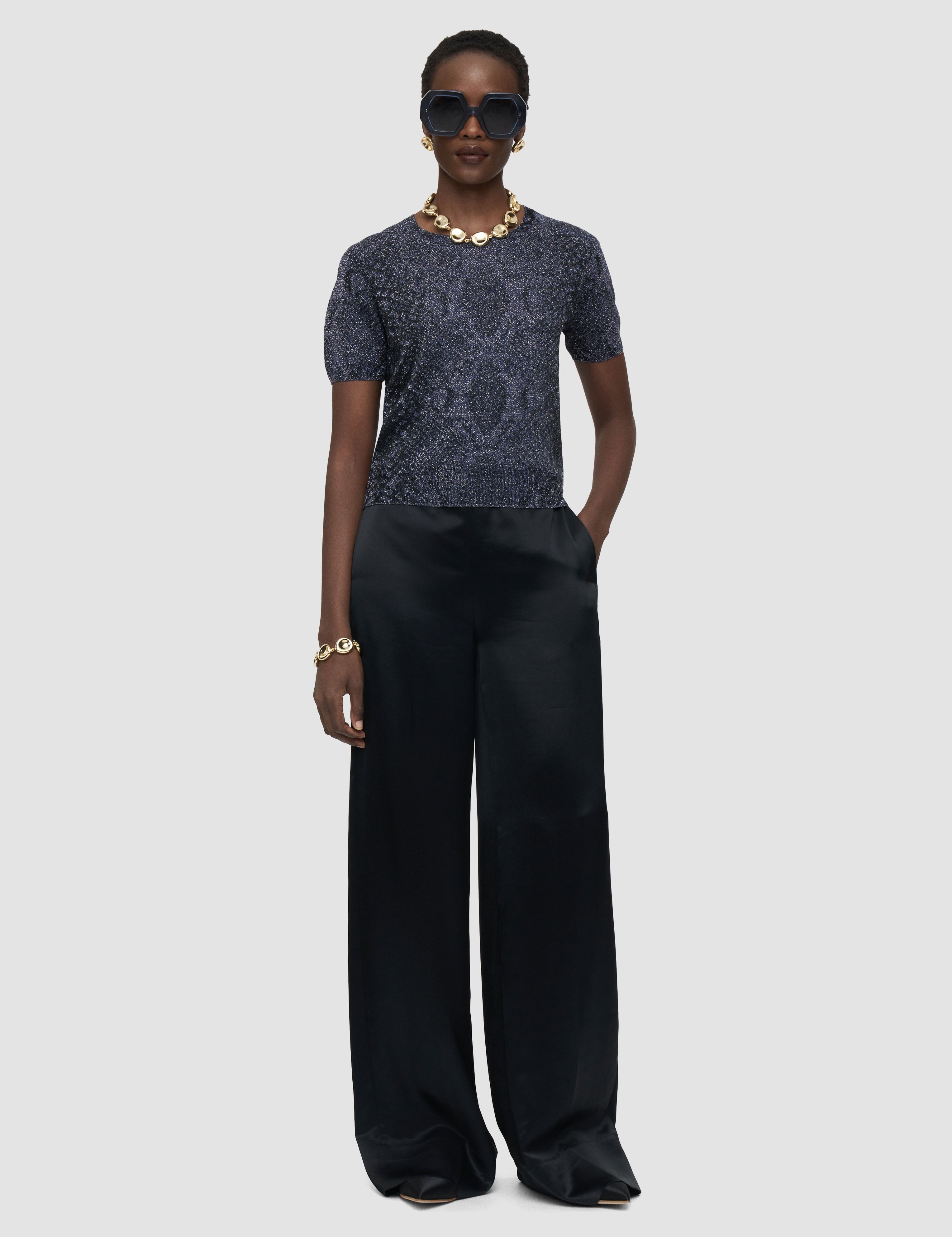 Blue Char Lurex Snake Knitwear - Joseph