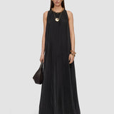 Black Chenes Silk Blend Pleated Dress - Joseph