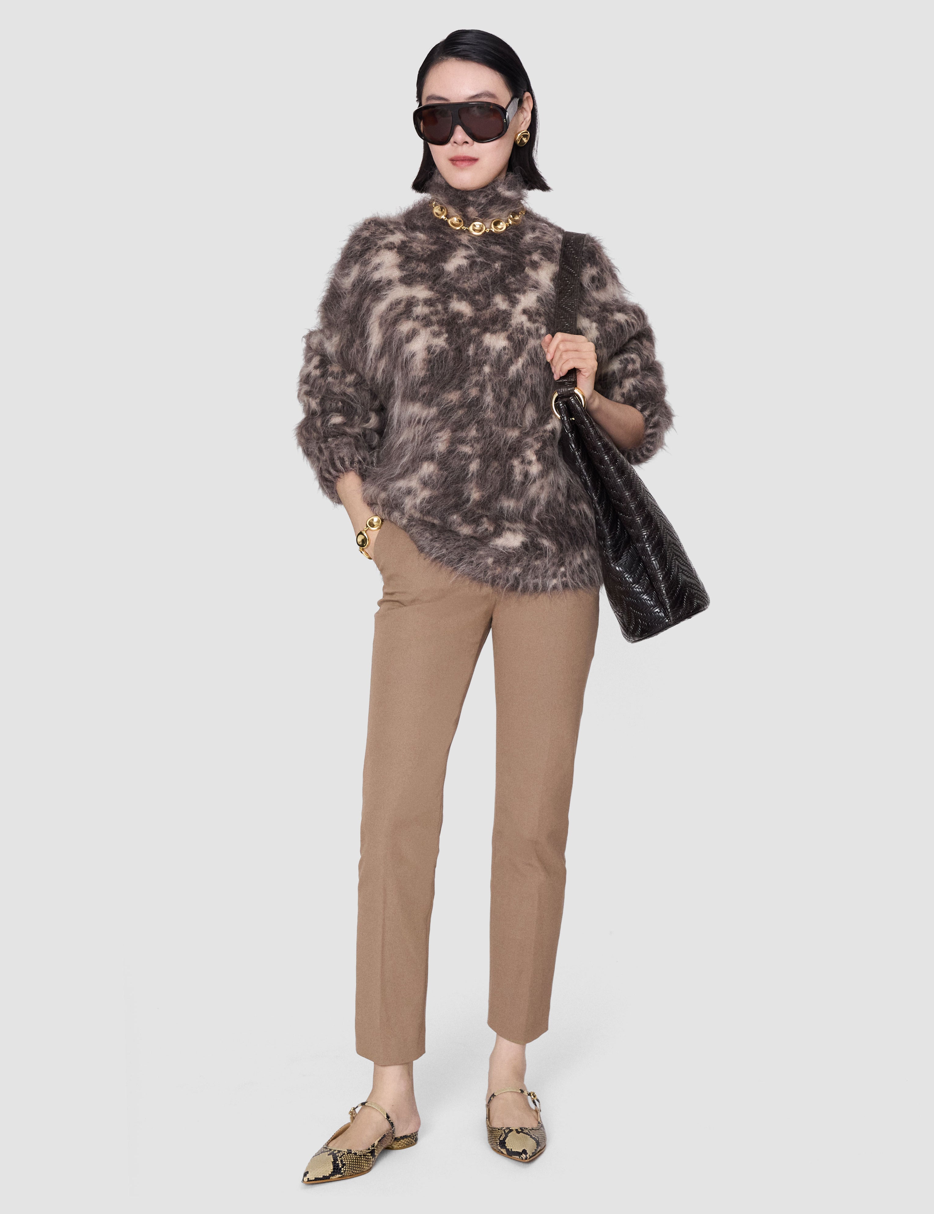 Brown Coleman Long Gabardine Stretch Trousers - Joseph