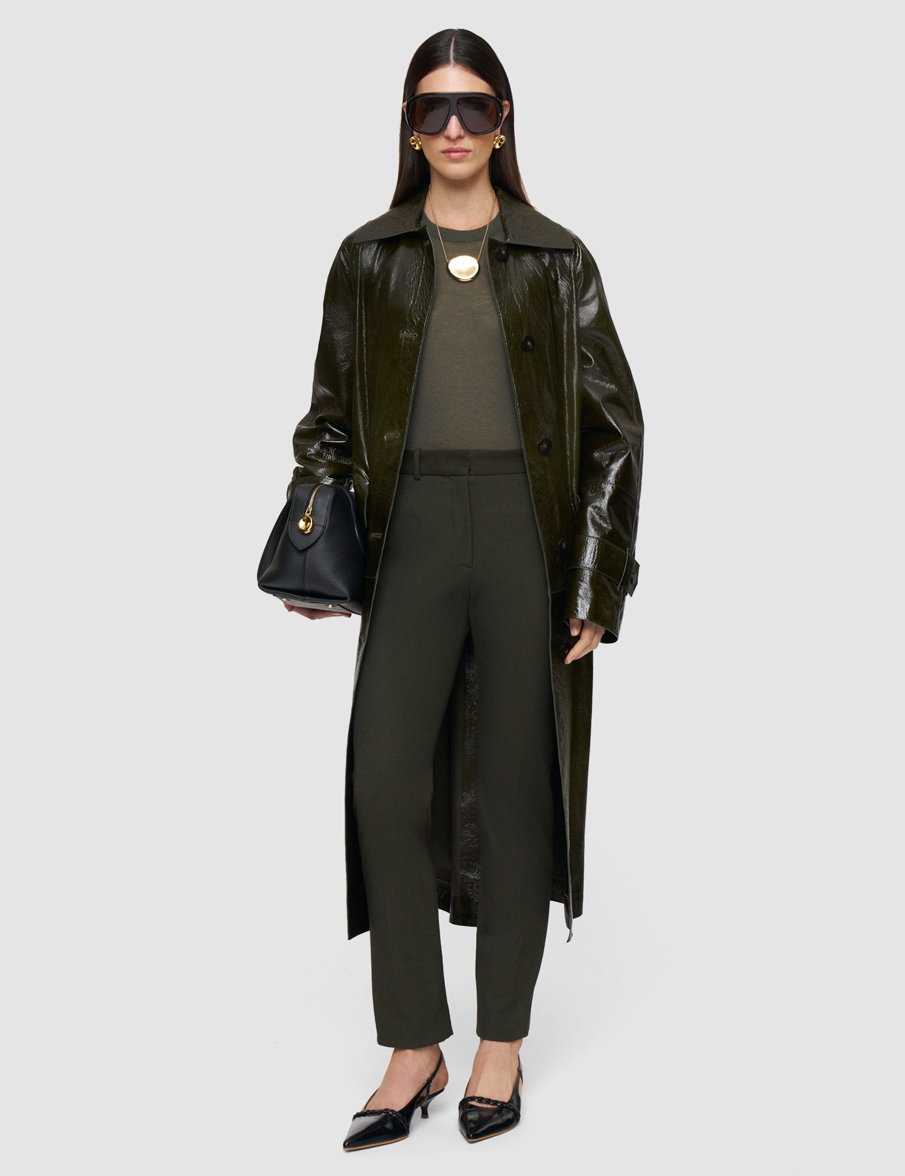 Green Coleman Long Gabardine Stretch Trousers - Joseph