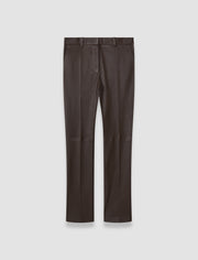 Brown Coleman Long Leather Stretch Trousers - Joseph