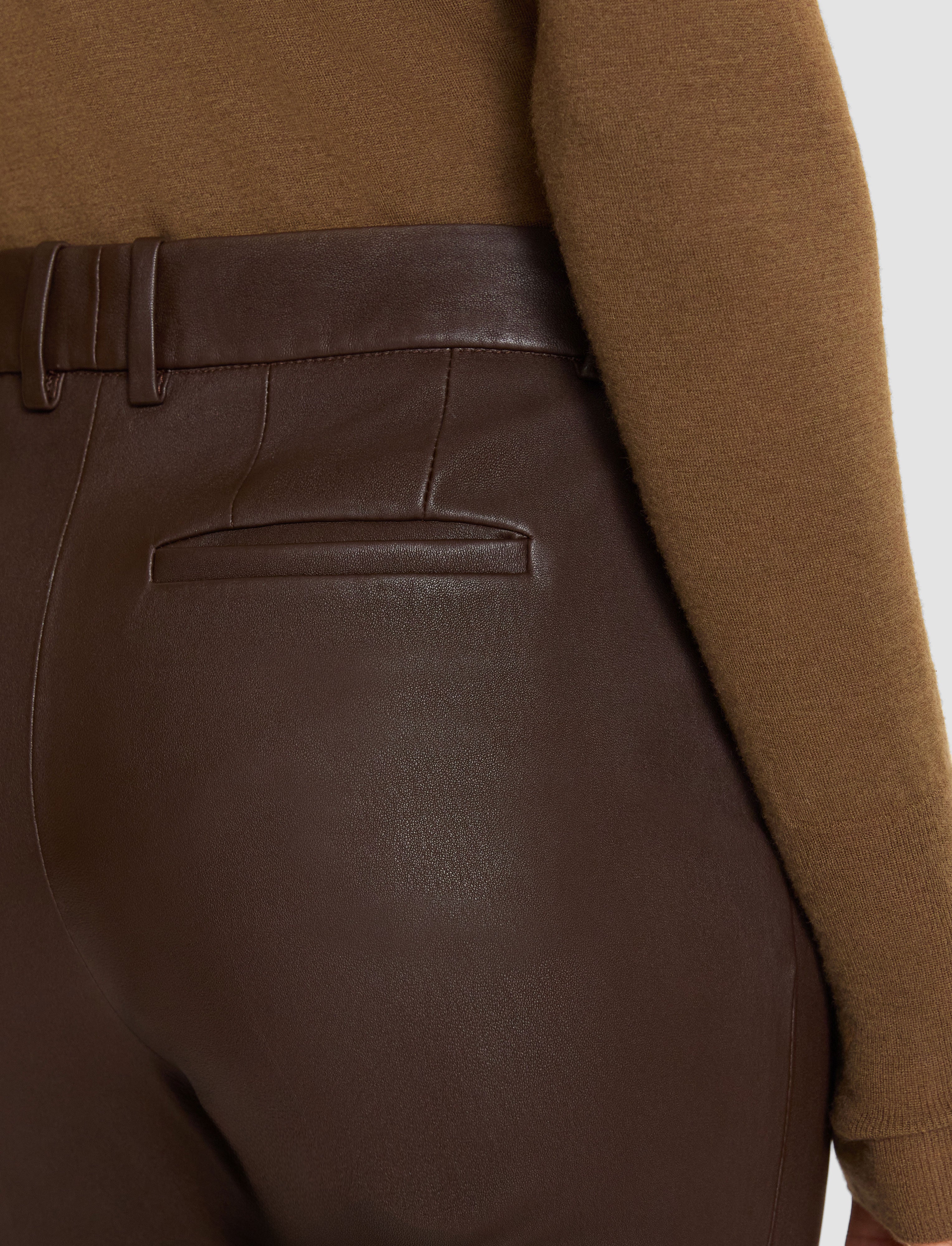 marron-pantalon-coleman-long-en-cuir-stretch-JOSEPH