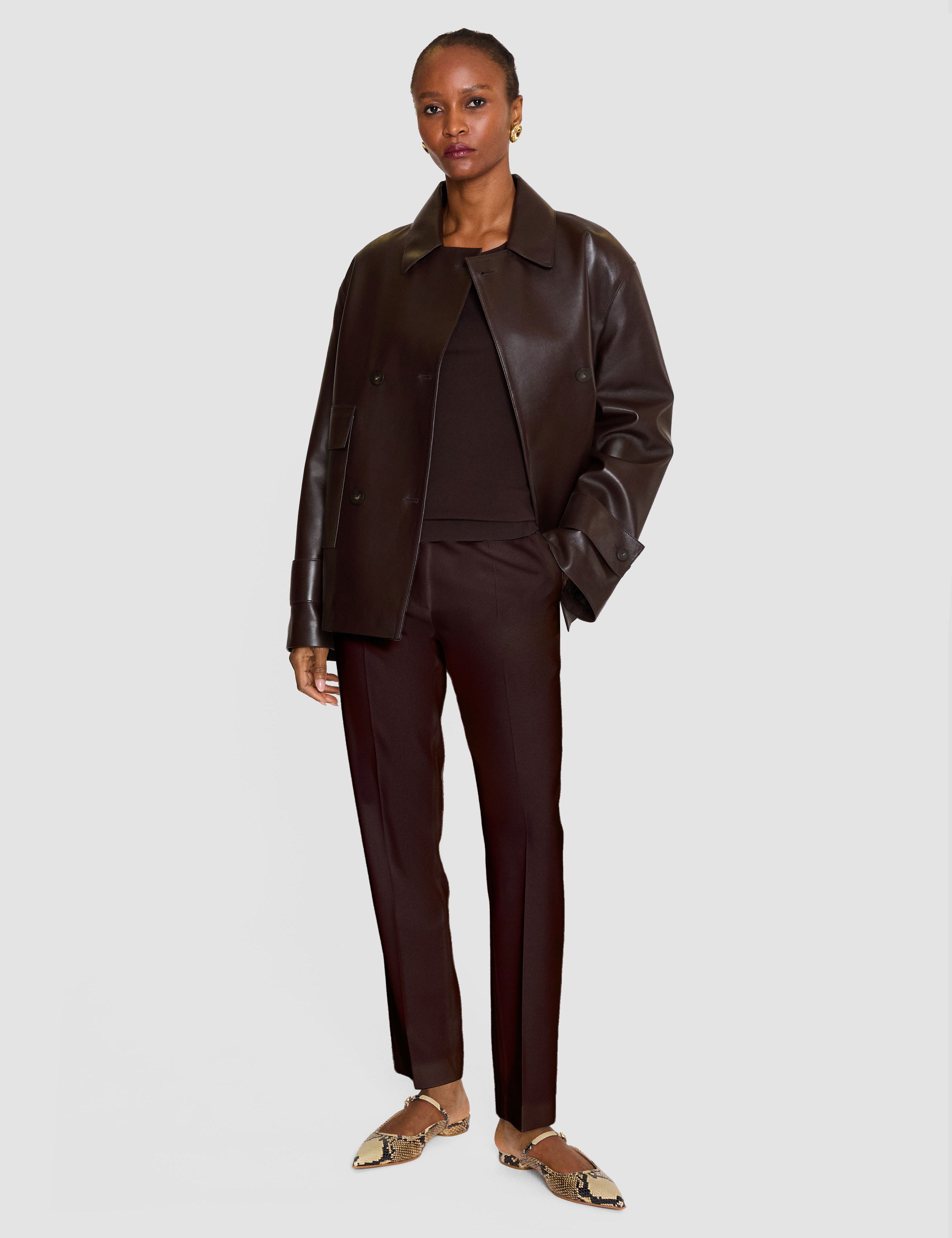 Brown Coleman Long Stretch Tailoring Trousers - Joseph