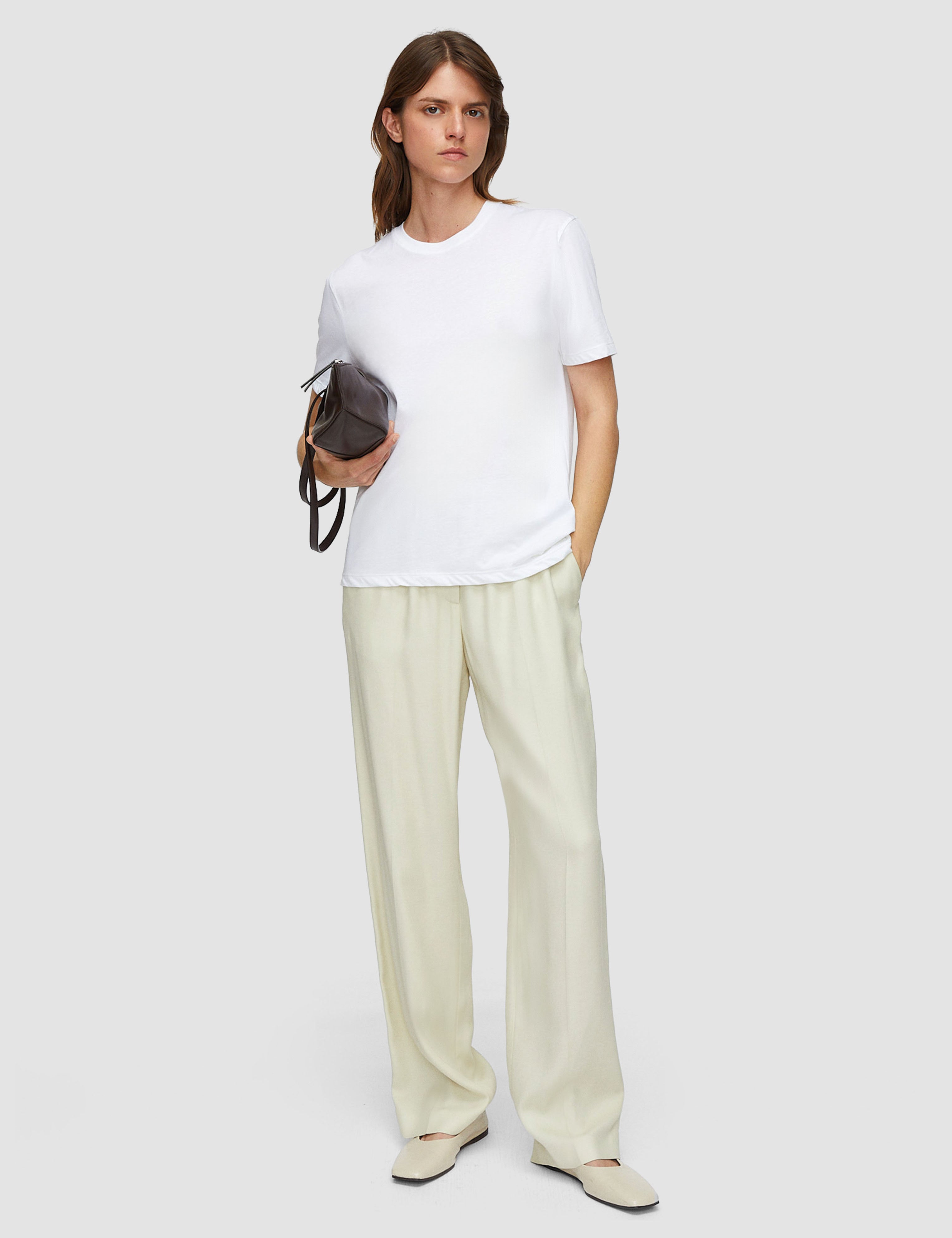 White Cotton Silk Jersey T-Shirt - Joseph