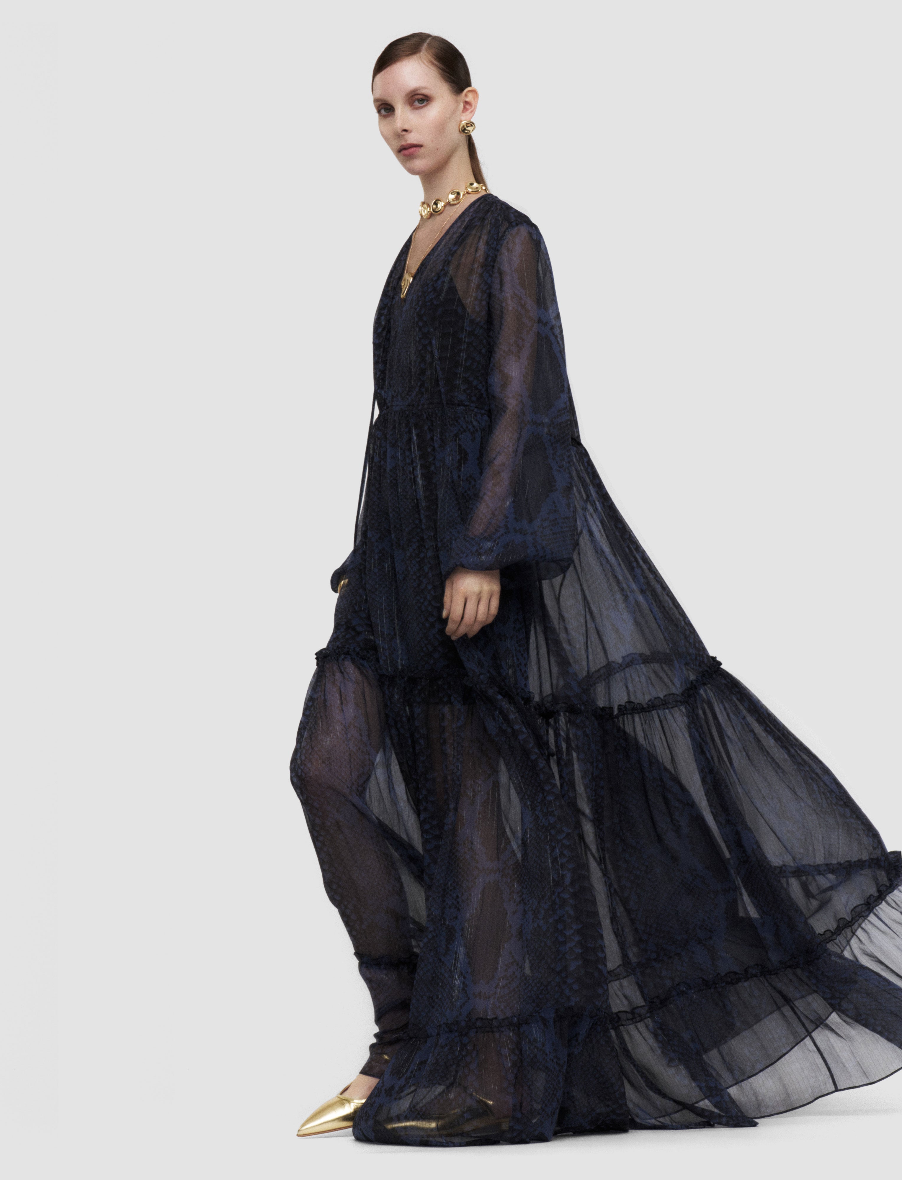 blue-dalores-snake-lurex-chiffon-dress-JOSEPH