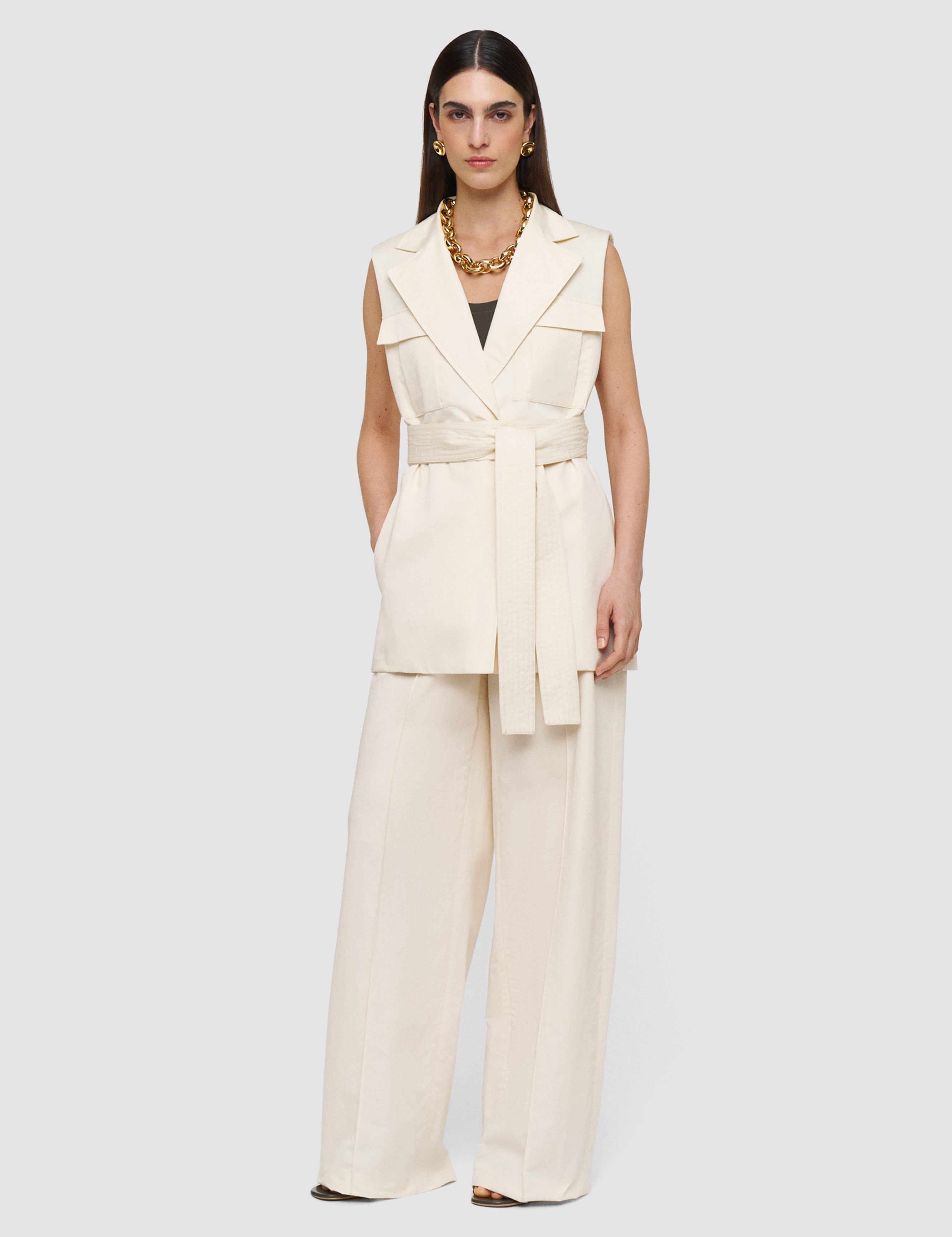 White Diafa Cotton Linen Jacket - Joseph