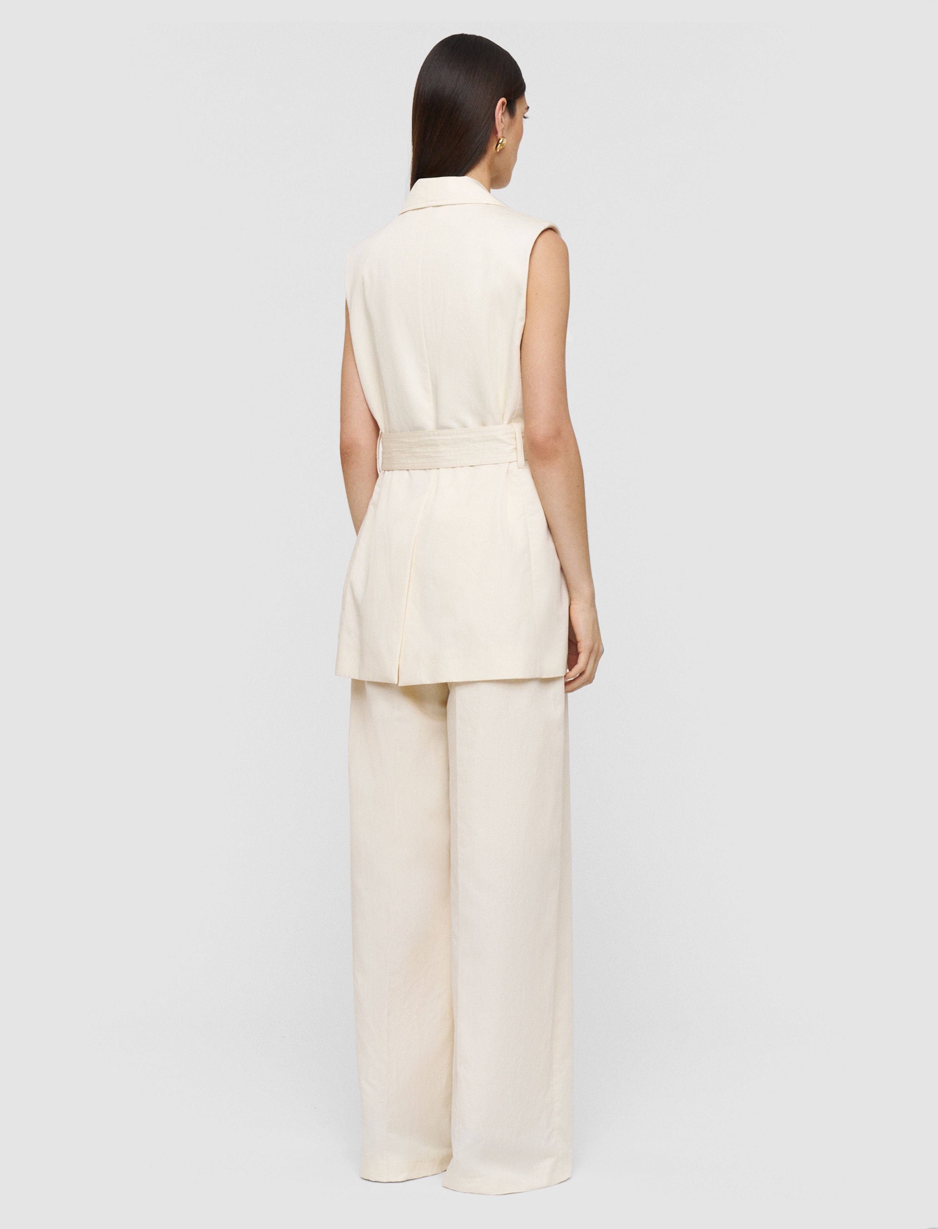 white-diafa-cotton-linen-sleeveless-jacket-JOSEPH