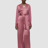 Pink Dijon Double Satin Trousers - Joseph