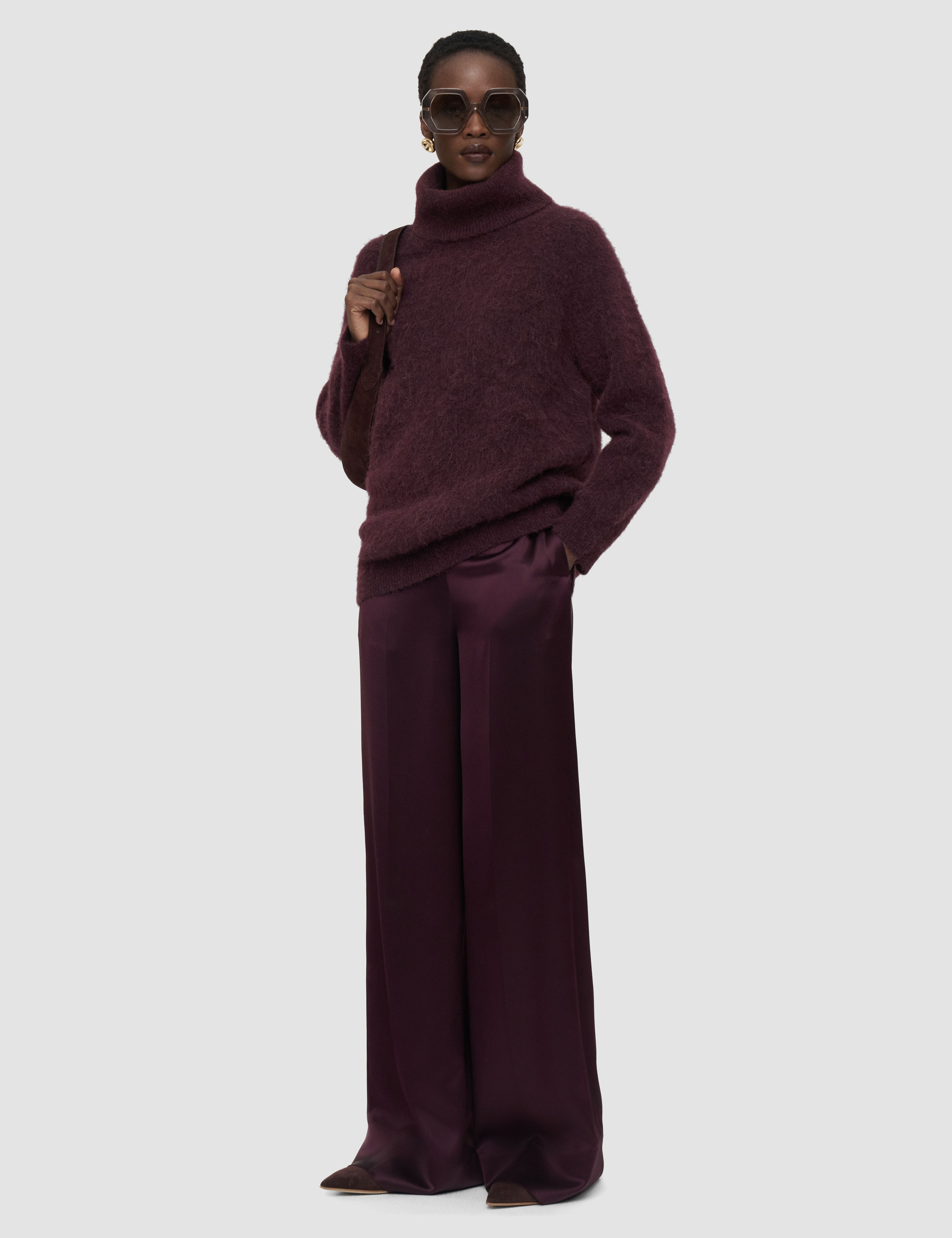 Purple Dijon Double Satin Trousers - Joseph