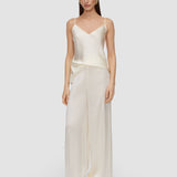 White Dijon Silk Satin Trousers - Joseph