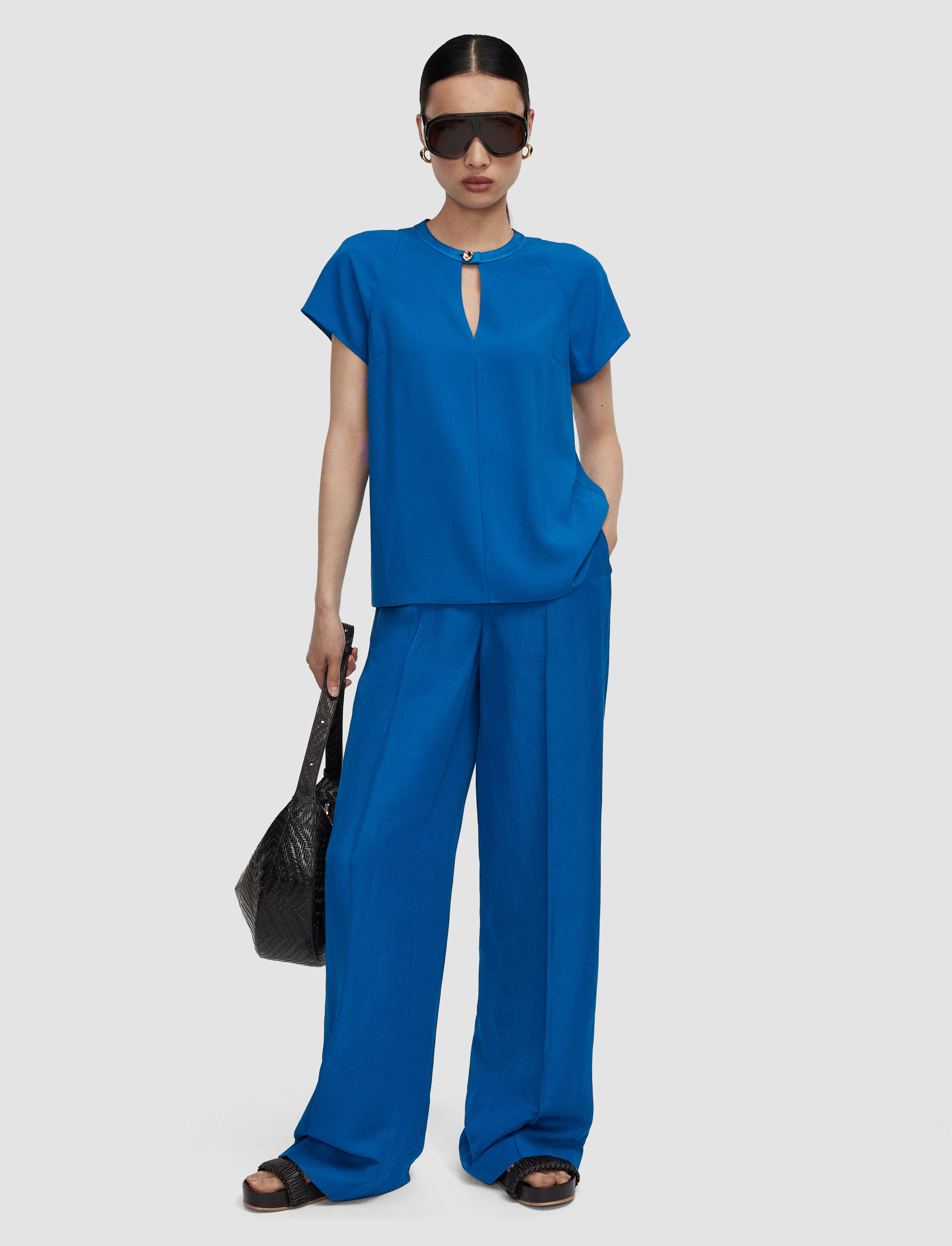 bleu-top-donna-en-crepe-JOSEPH