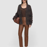 Brown Duke Leather Stretch Trousers - Joseph