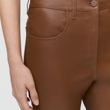 Brown Duke Leather Stretch Trousers - Joseph