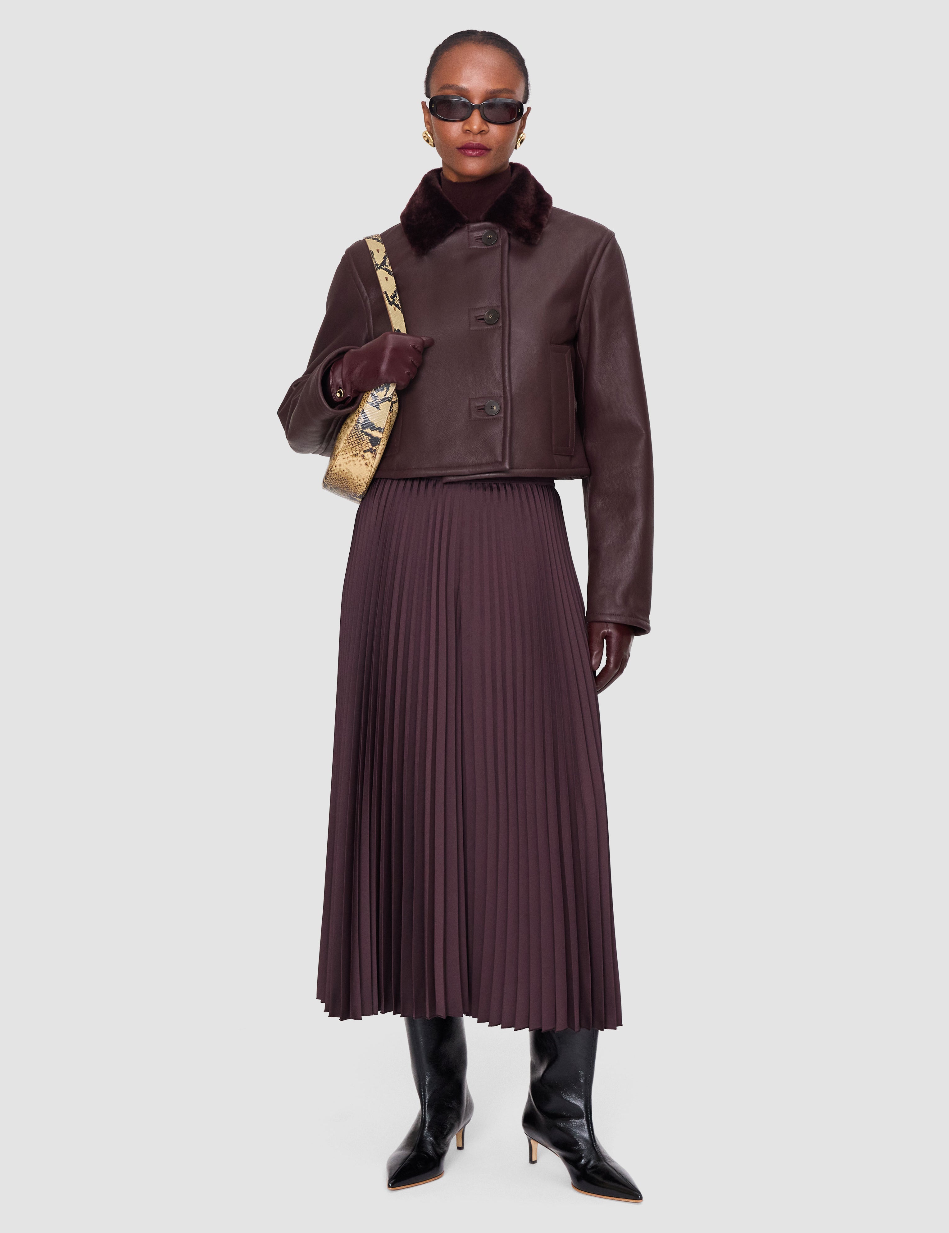 Purple Ella Knit Weave Plissé Culottes - Joseph