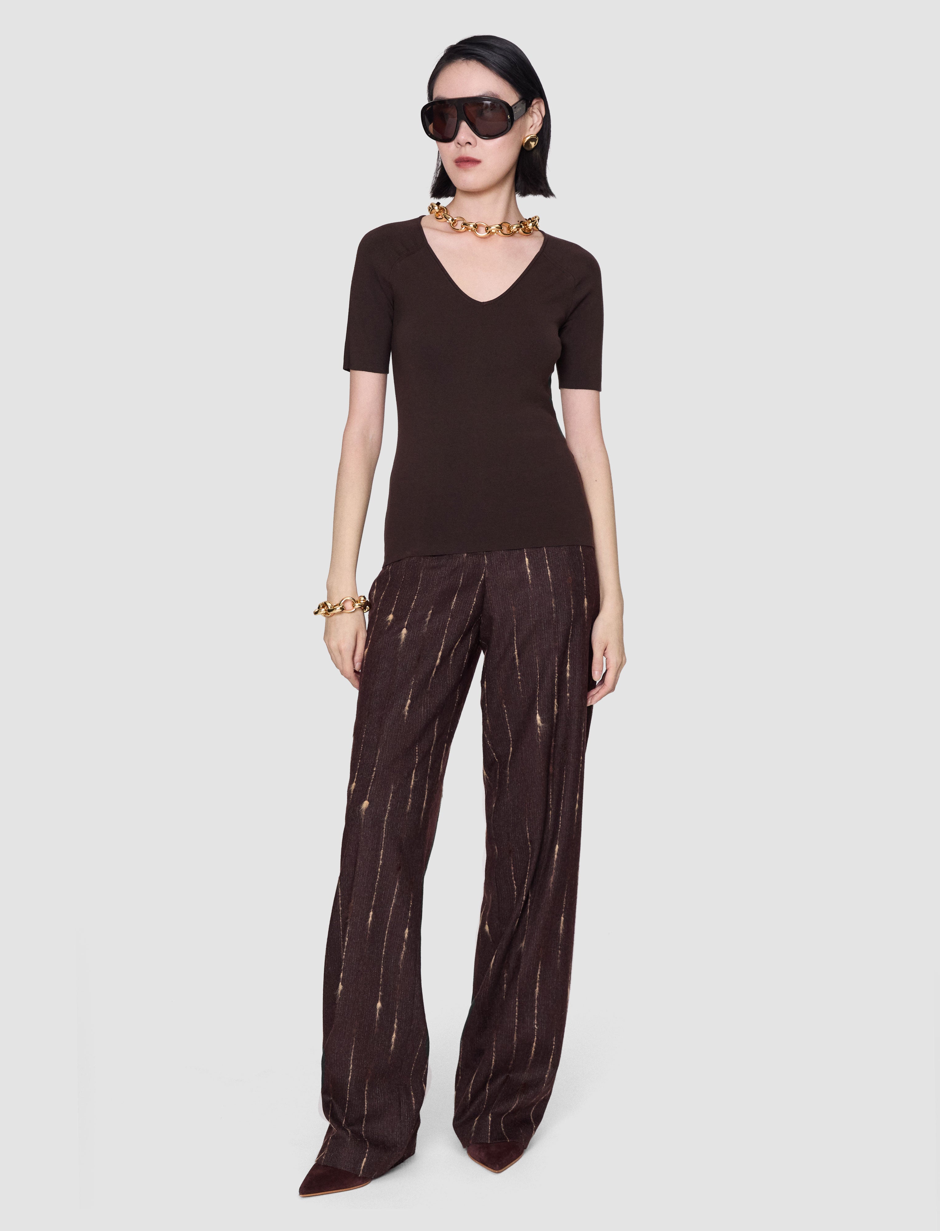 brown-elly-silk-stretch-v-neck-top-JOSEPH