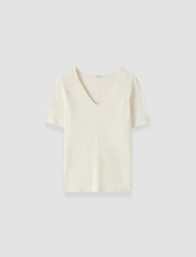 Ivory Elly Silk Stretch V Neck Top - Joseph