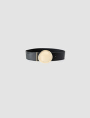 Black Elodie Bean Wide Leather Belt - Joseph