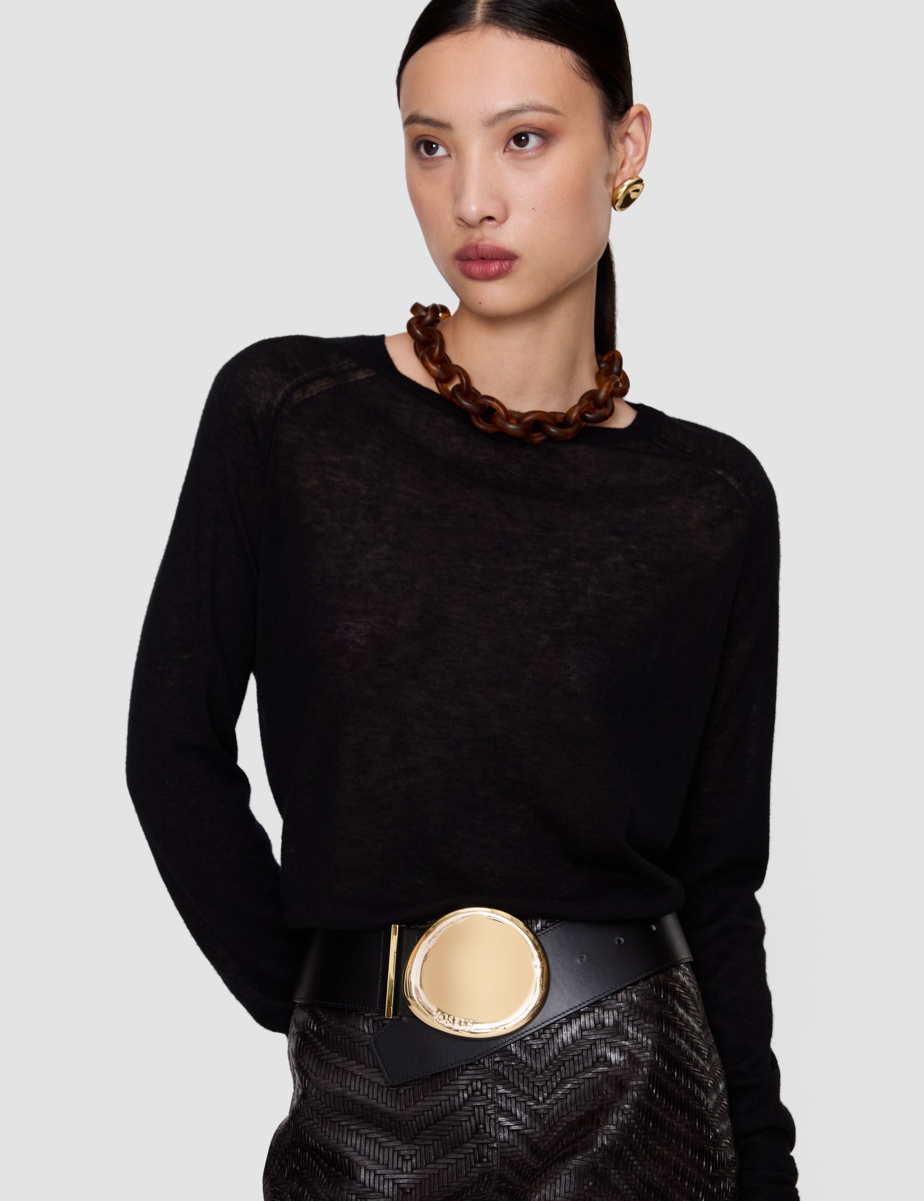 Black Elodie Smooth Nappa Leather Belt - Joseph