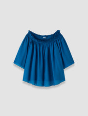 Blue Emi Textured Silk Top - Joseph