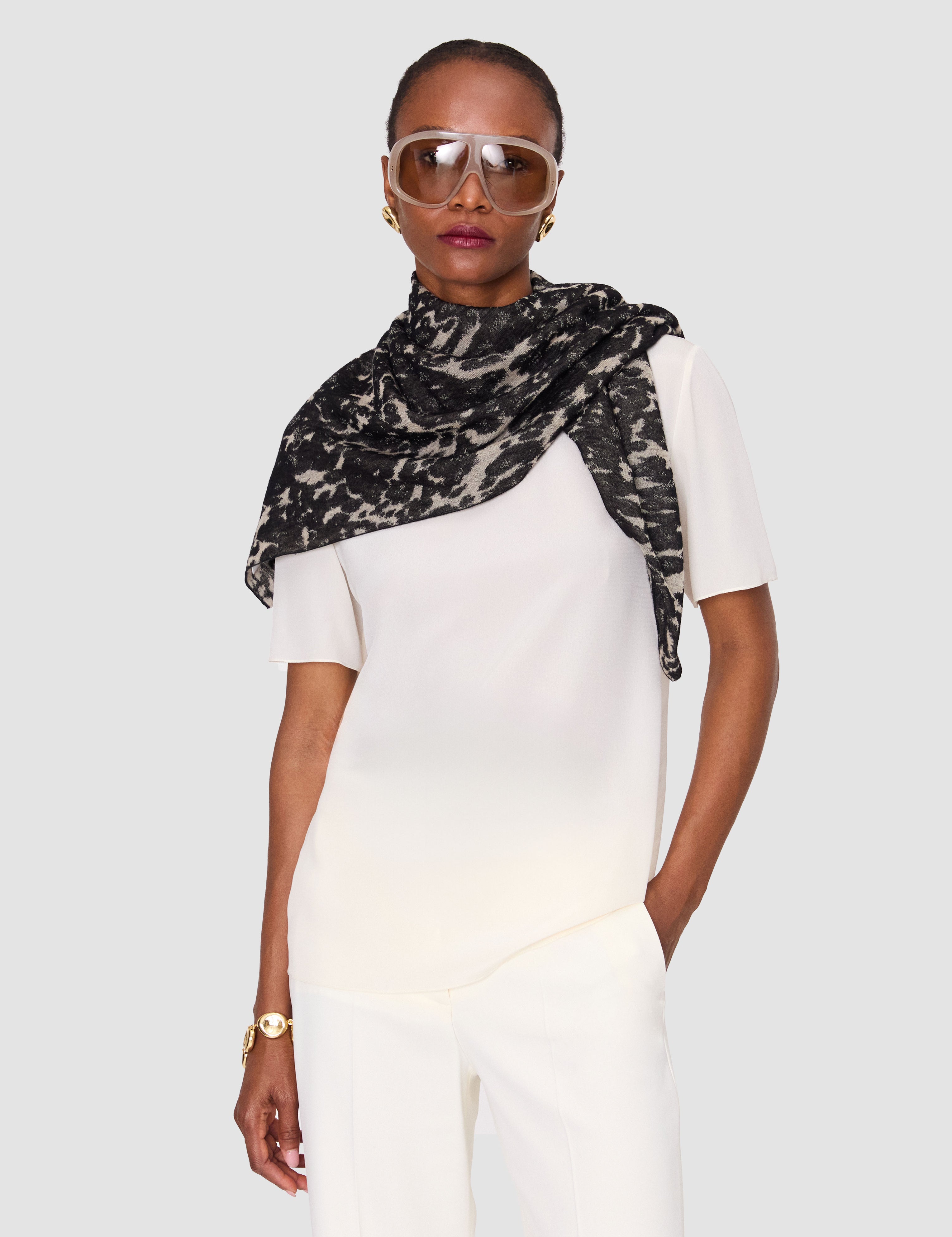 Multicolour Ezra Cashair Jacquard Scarf - Joseph