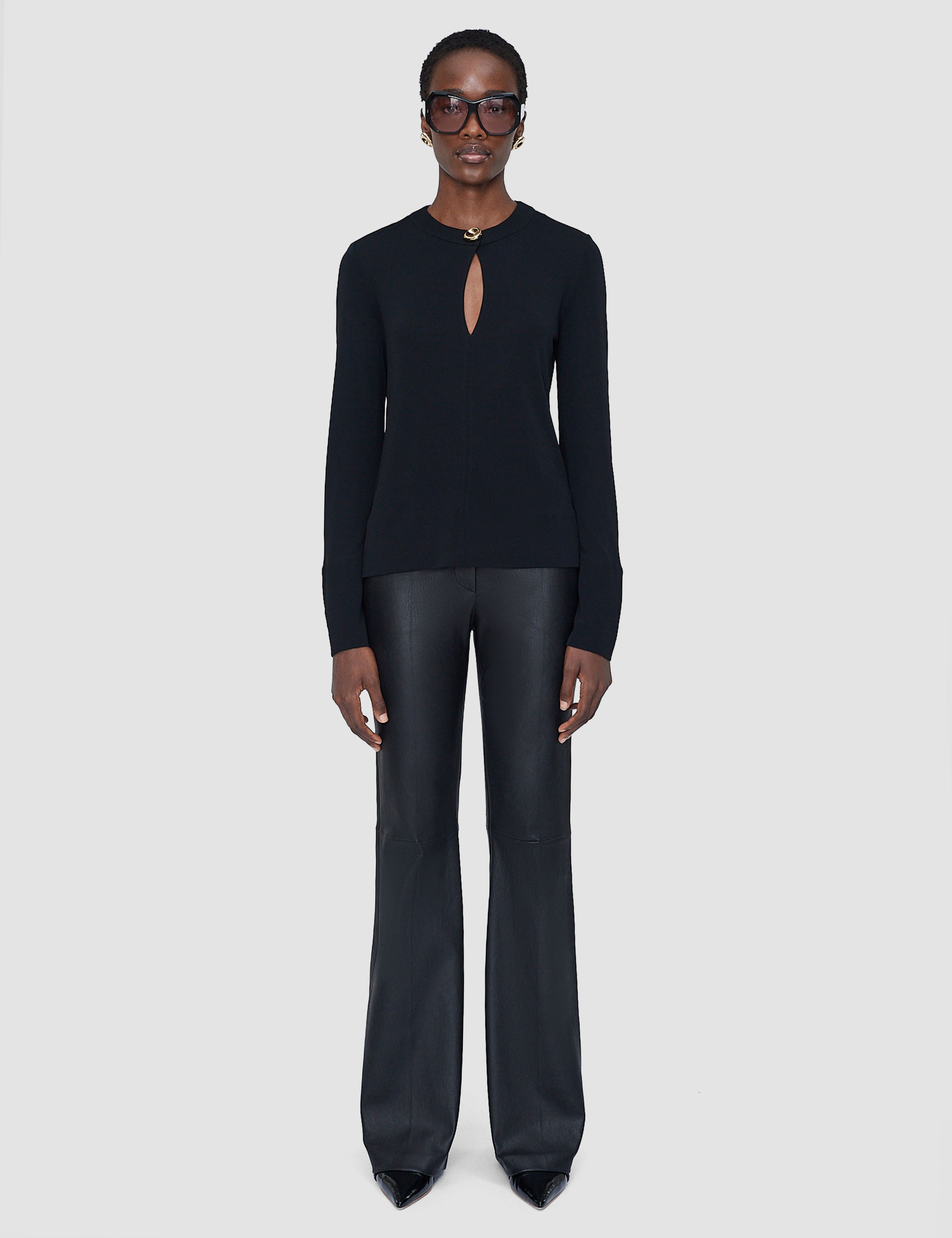 Black Fabiola Fluid Jersey Blouse - Joseph