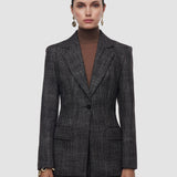 Brown Fallon Textured Tailoring Wool Jacket - Joseph