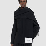 Black Flora Waffle Wool Scarf - Joseph
