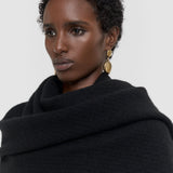 Black Flora Waffle Wool Scarf - Joseph
