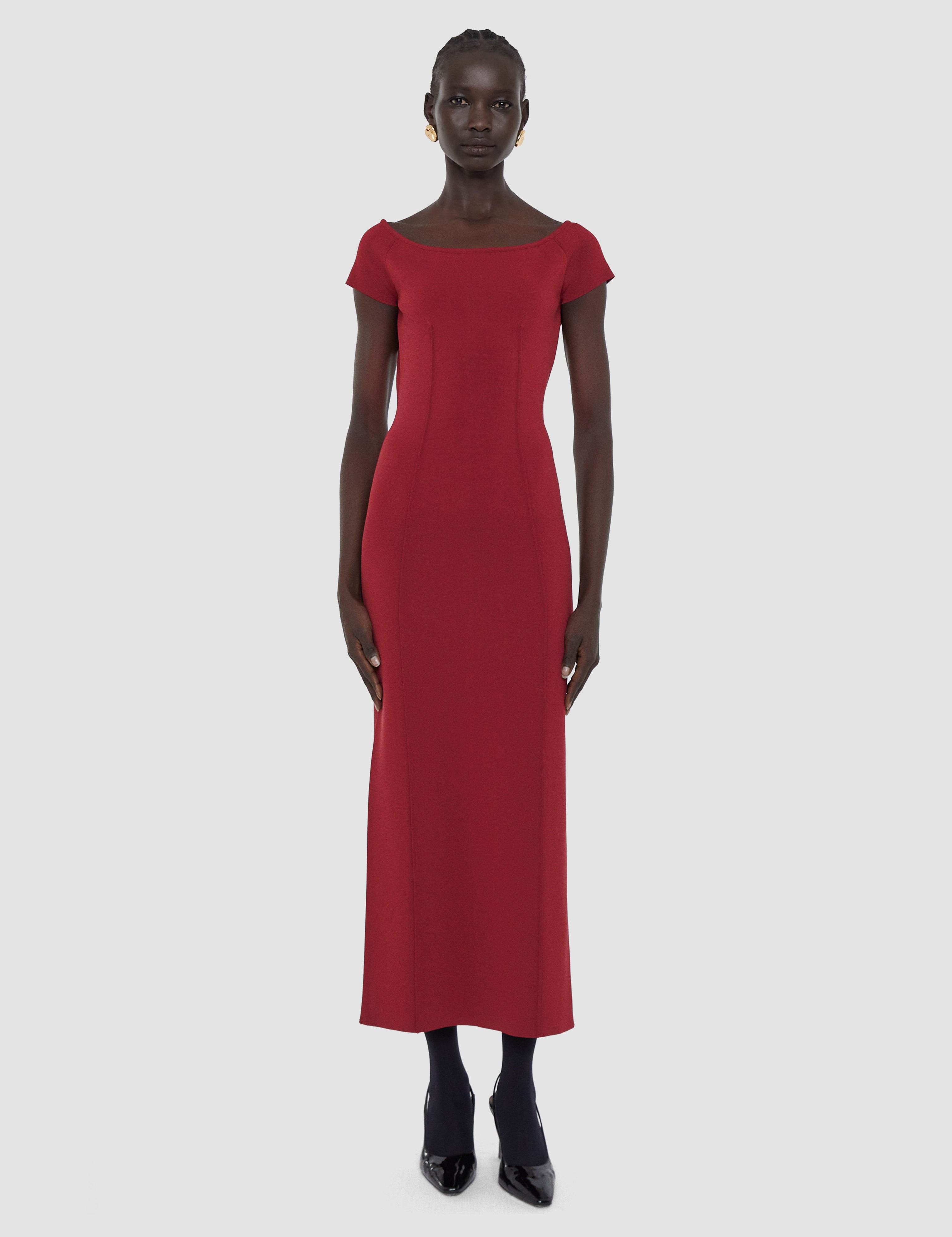 Red Foin Compact Milano Knit Dress - Joseph