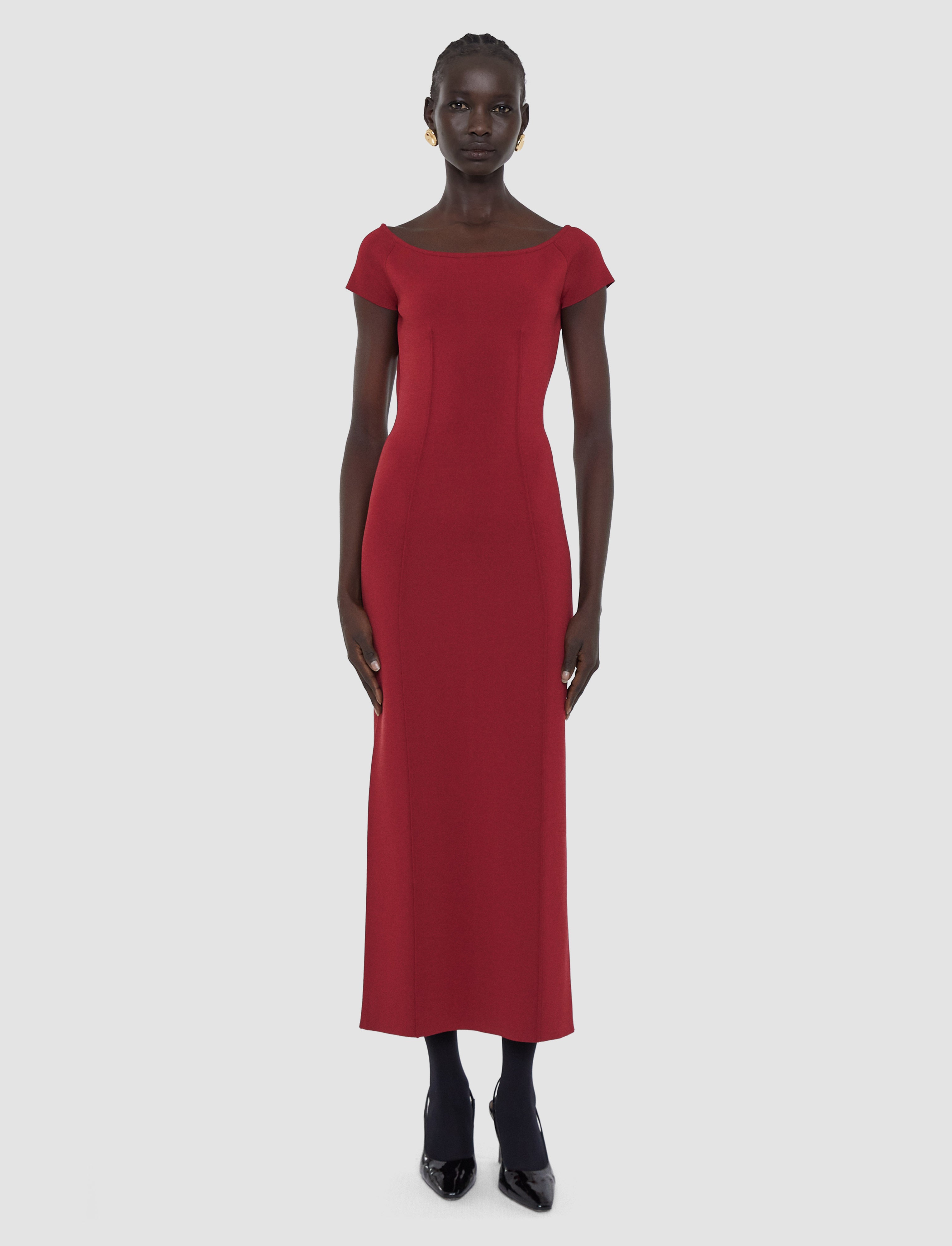 rouge-robe-en-jersey-compact-milano-JOSEPH