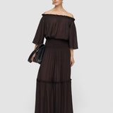 Brown Folia Textured Silk Skirt - Joseph