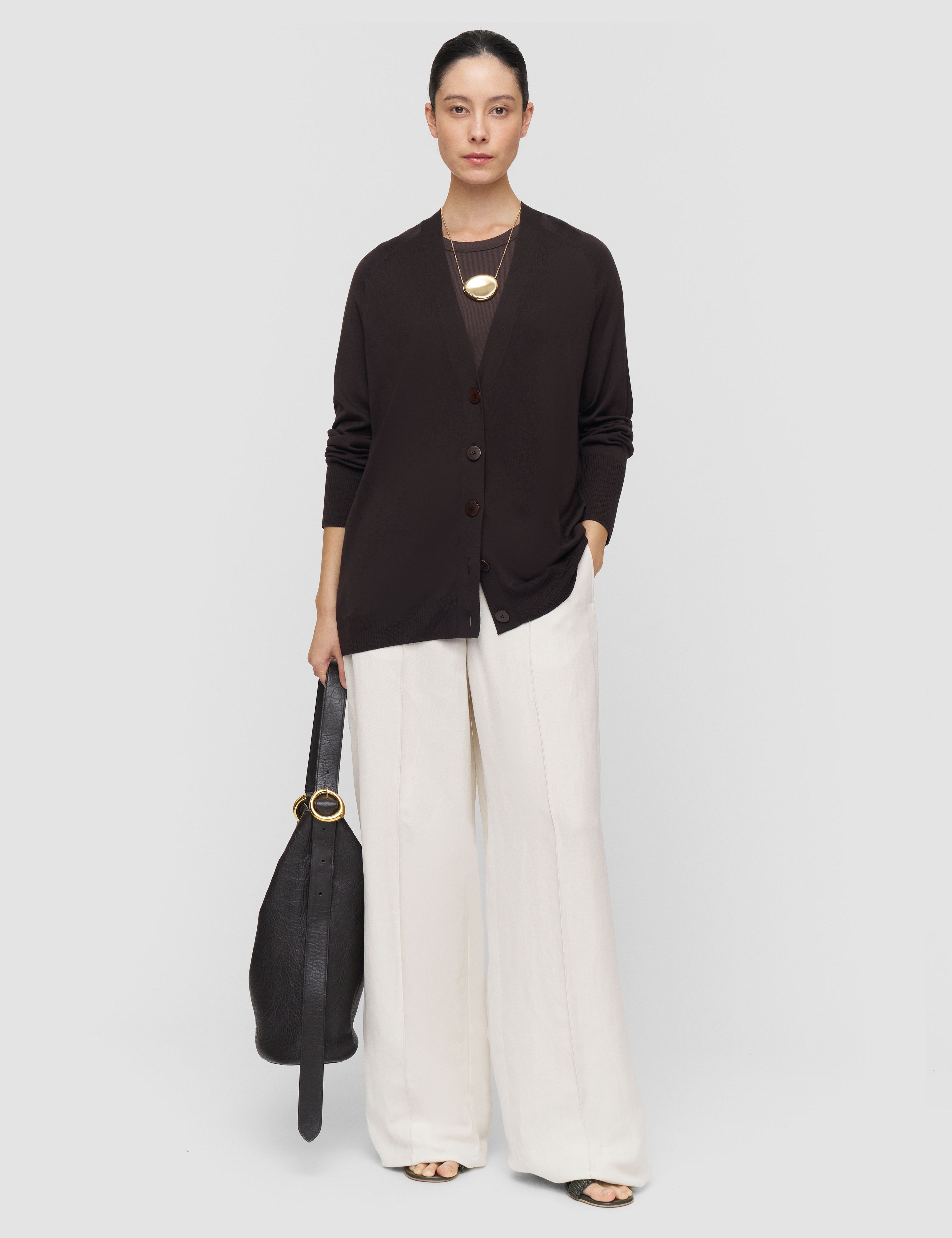 Brown Gladi Silk Knit Cardigan - Joseph
