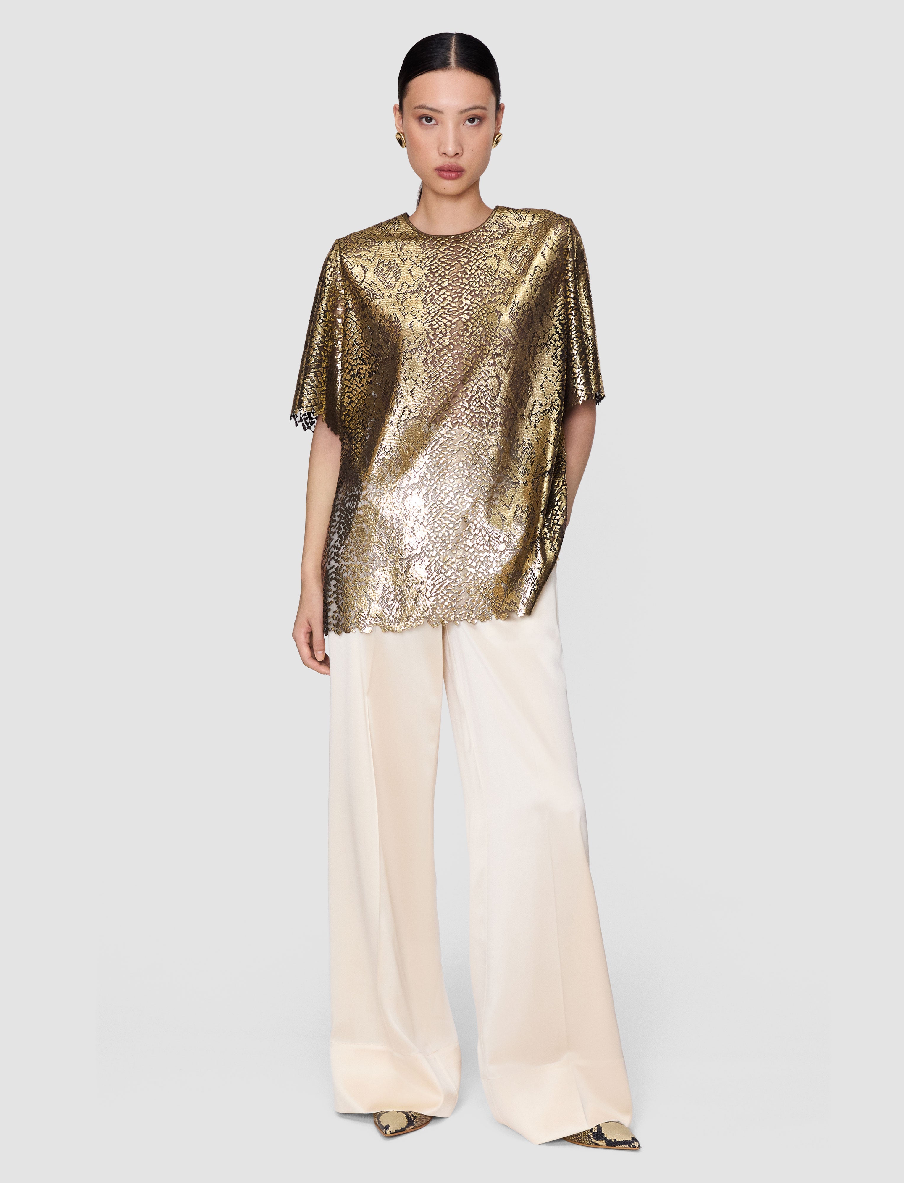 gold-hassop-bullion-sheer-snake-blouse-JOSEPH