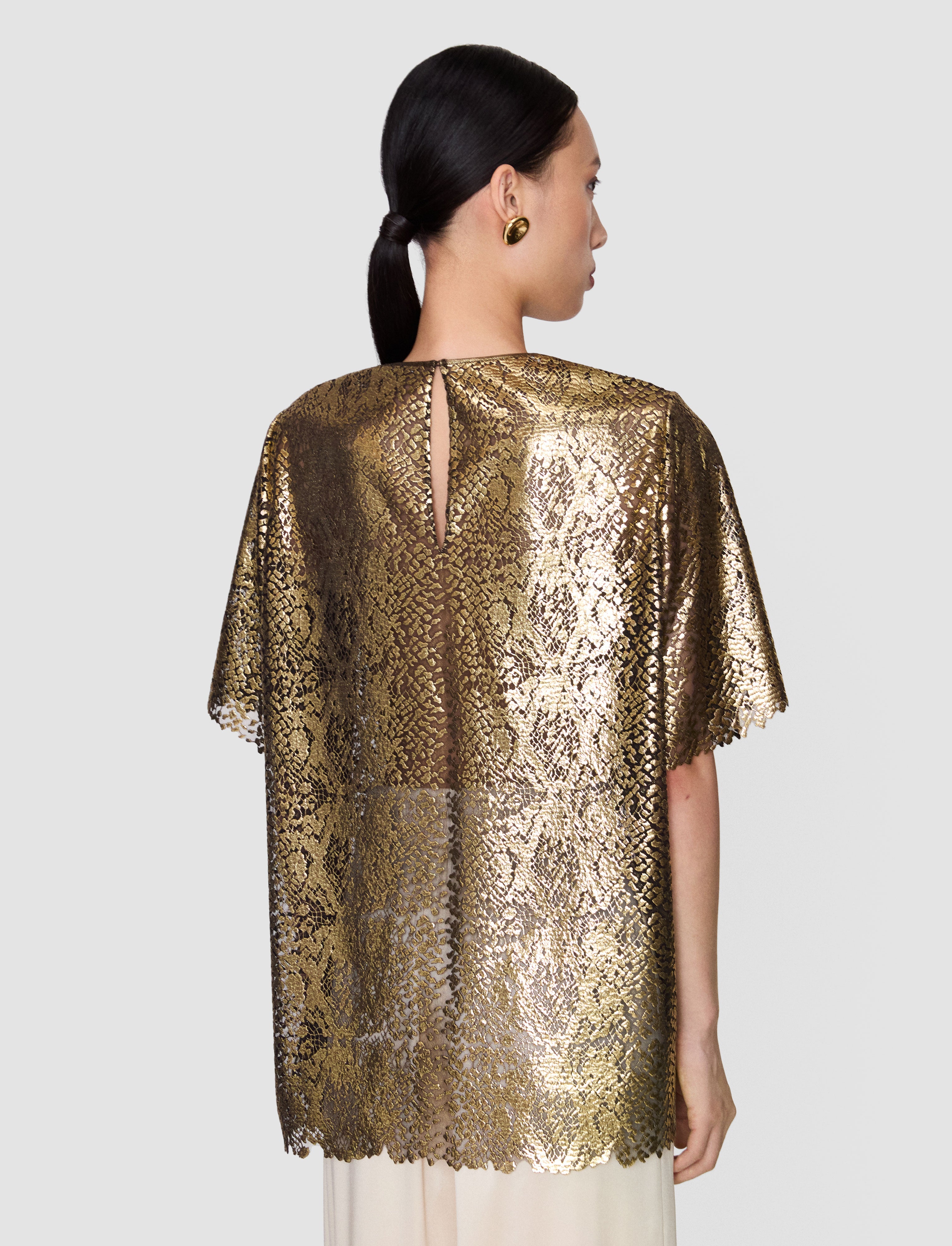 gold-hassop-bullion-sheer-snake-blouse-JOSEPH