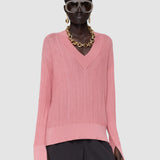 Pink Jardin Silk Cotton Rib Jumper - Joseph