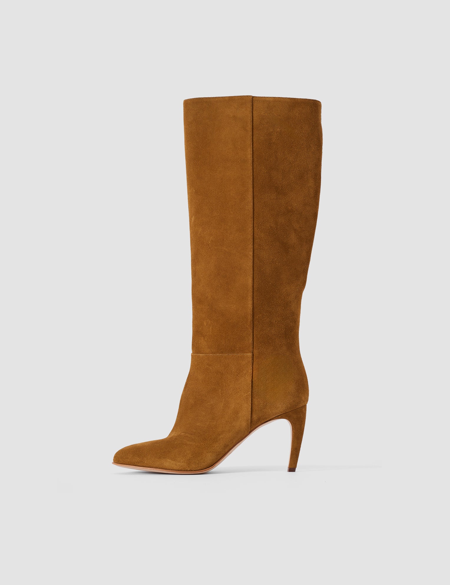 Brown Jolie Suede Knee High Heeled Boots - Joseph
