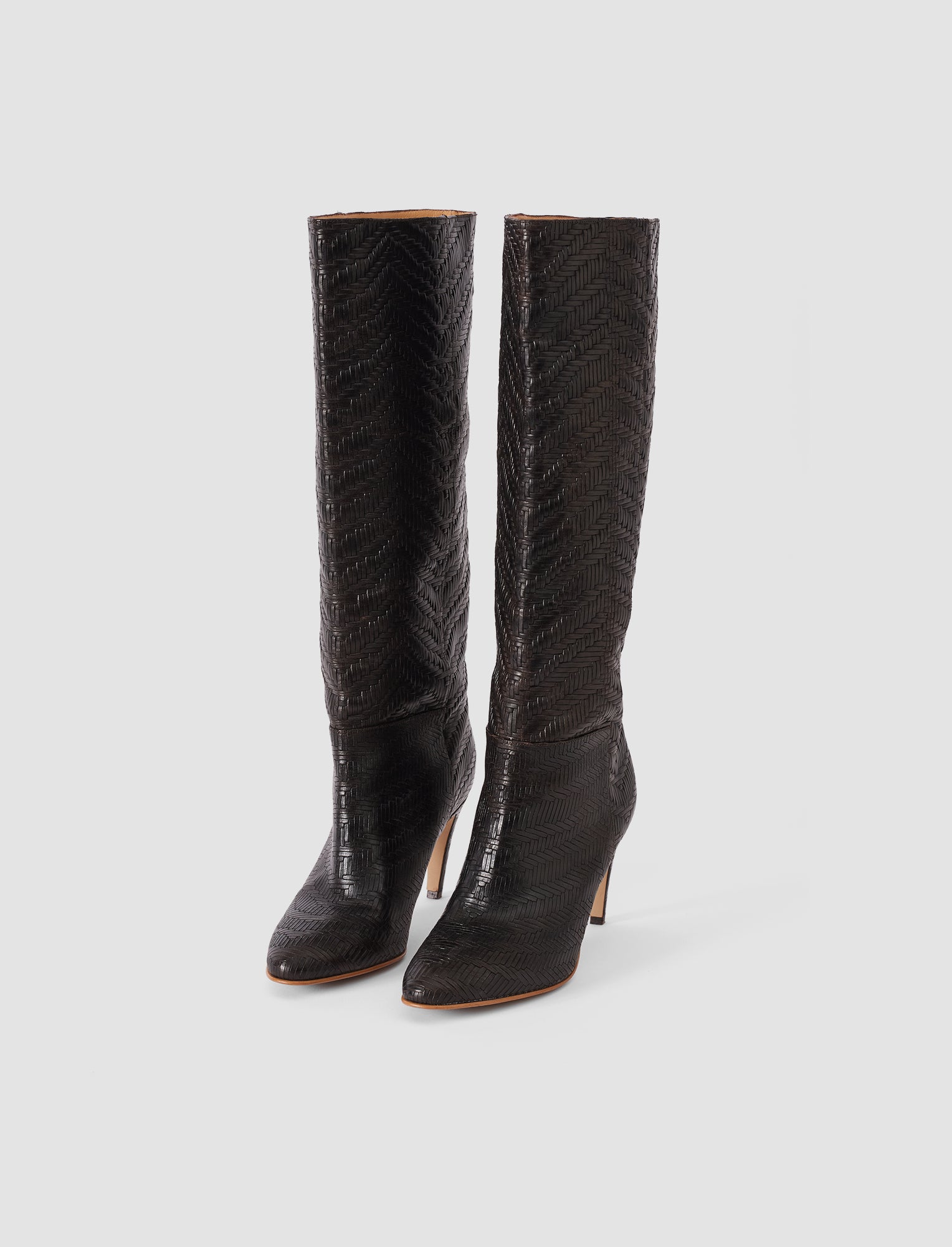 marron-bottes-jolie-en-cuir-tresse-JOSEPH