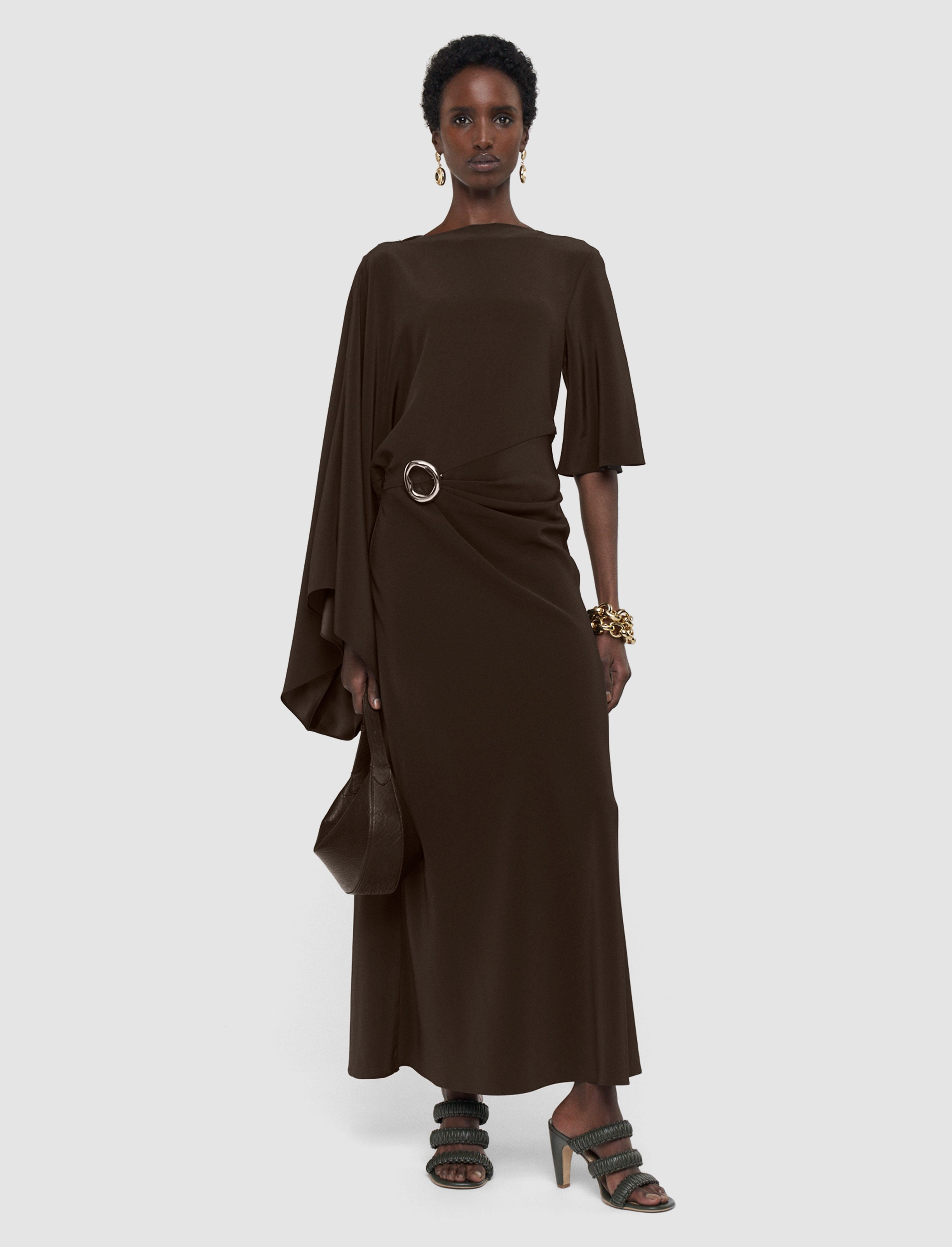 marron-robe-joya-en-satin-twill-JOSEPH